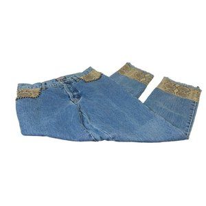 Vintage Y2K Old School Brand Jeans Size 4 Faux Snake Trim Straight Button Fly